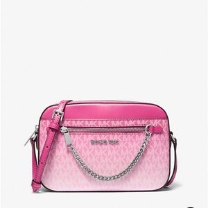 NWT Michael Kors Jet Set large Pink ombre signature  logo Crossbody structured